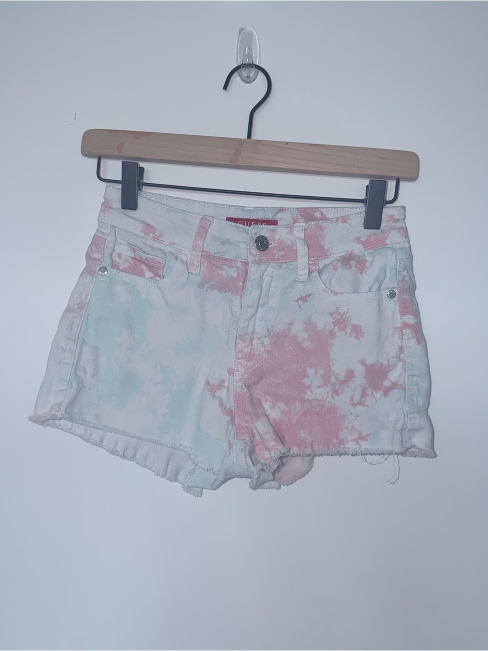 GUESS Tie Dye Denim Shorts Size 24 Festival Y2K